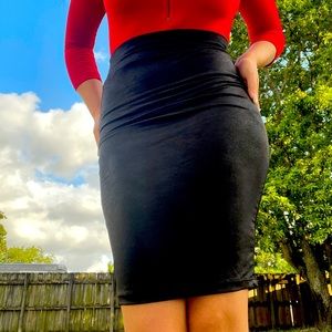 black pleather like pencil skirt